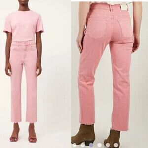 DL1961 Patti Straight High Rise Vintage Jeans PinkCropped Raw Hem